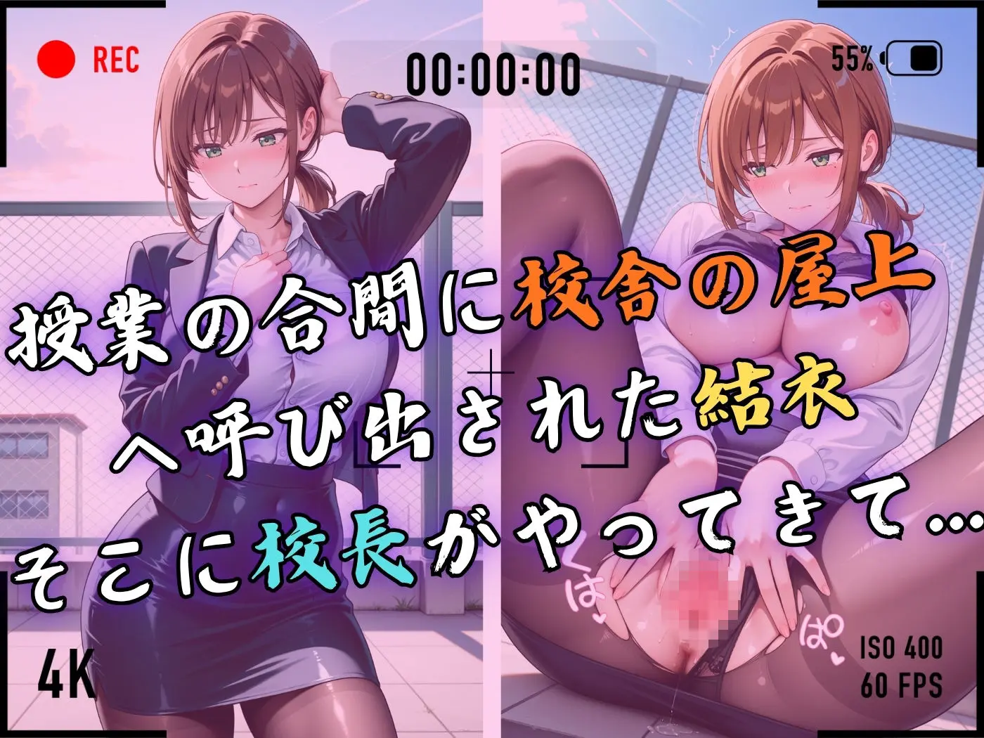 【4Kイラスト】1万3000人の生徒を抱いた校長による篠原結衣への性指導(学校屋上編) 画像4