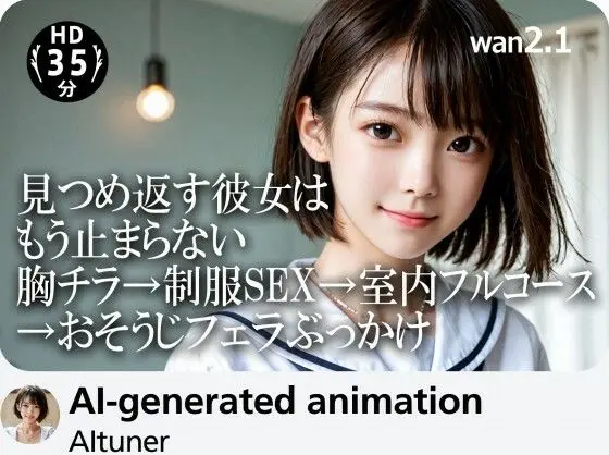 【35分HD】見つめ返す彼女はもう止まらない──胸チラ→制服SEX→室内フルコース→おそうじフェラぶっかけ｜サークル『AItuner』による話題の同人エロ漫画｜おにゃんこポン
