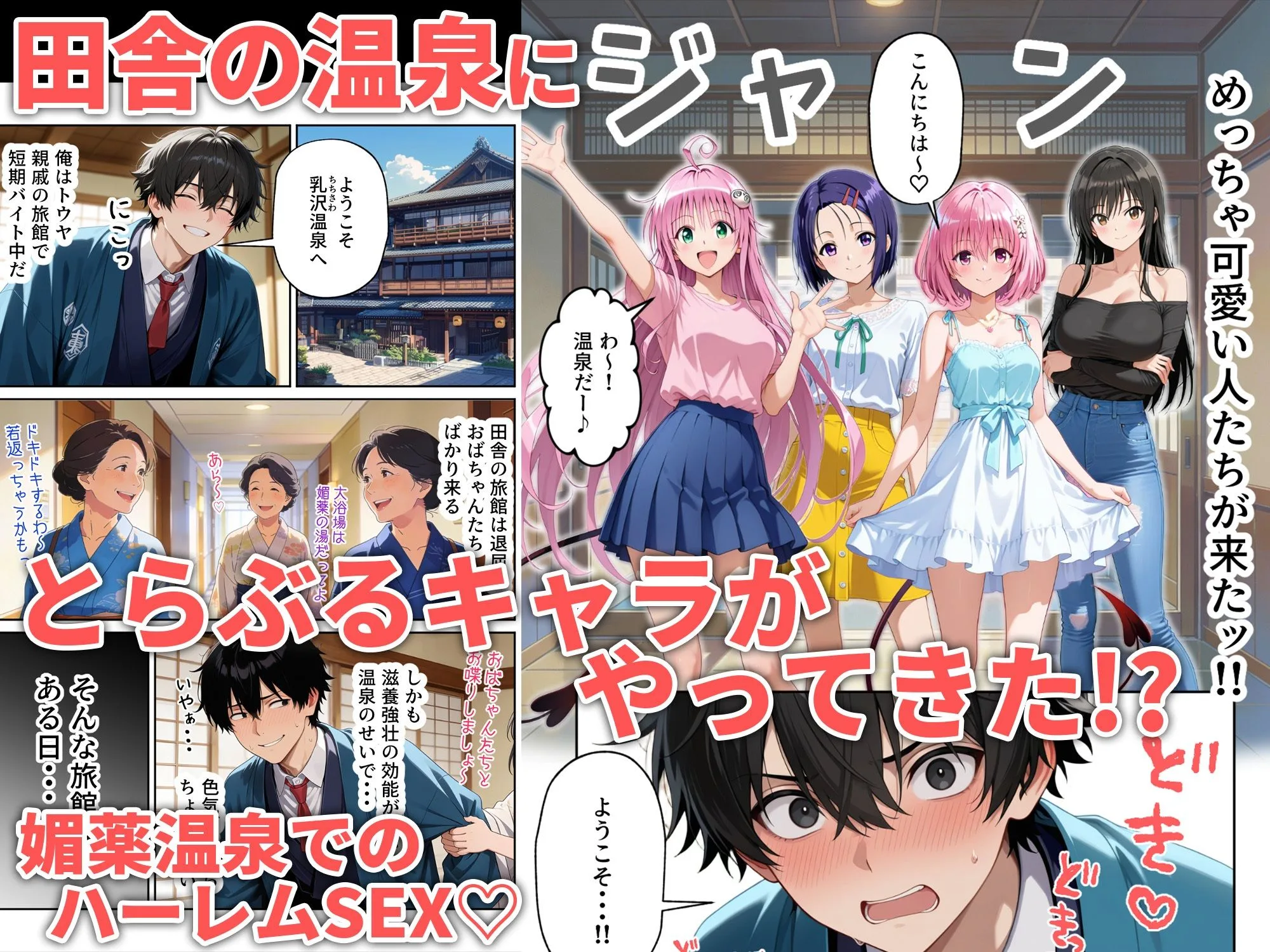 覗き見とらぶるハーレム温泉〜媚薬の湯〜 画像1