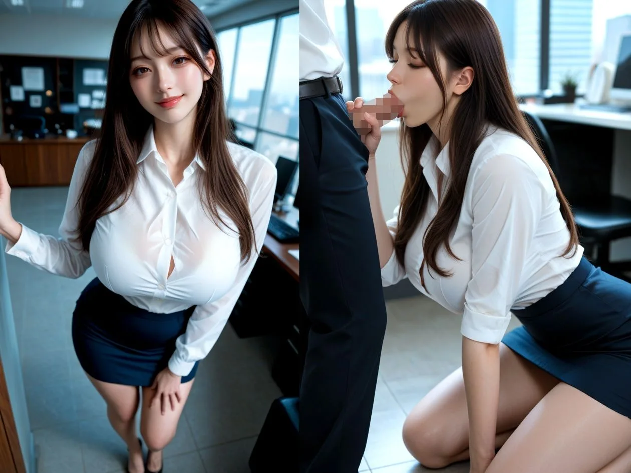 【AIのAV動画】巨乳OL オフィスでOL2人と着衣性交 画像5