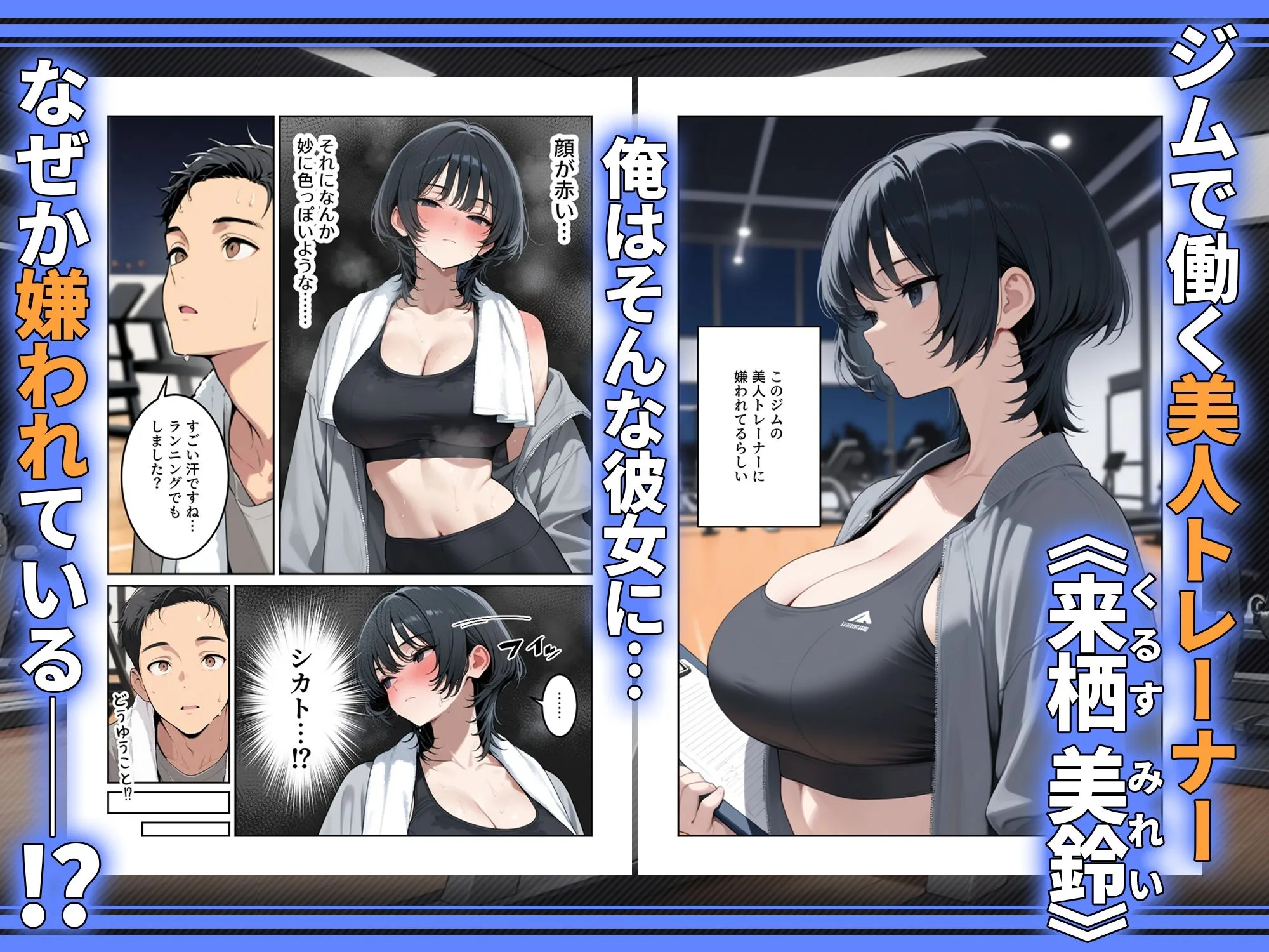 俺を嫌ってると思ってた美人トレーナーが実は体臭に興奮する汗匂いフェチだったので、筋トレ後の蒸れチンコでチン嗅ぎセックスしてあげた話 画像1