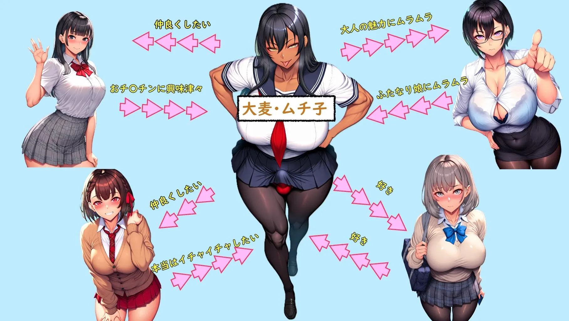 【横スクロールかくれんぼ】ふたなり娘の大麦ムチコはみんなとなかよくしたい 画像1